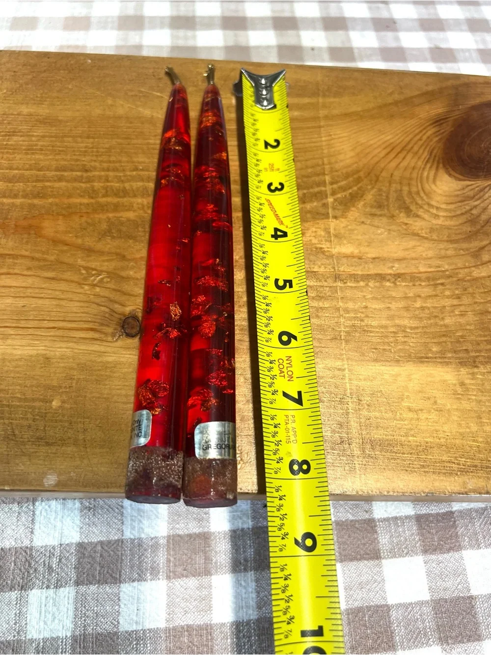 Vintage lucite candles red mid century decor